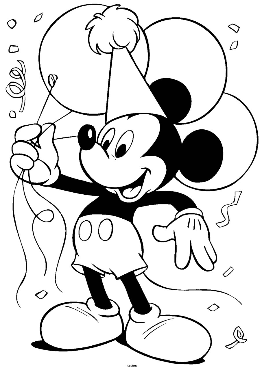 coloriage joyeux anniversaire mickey